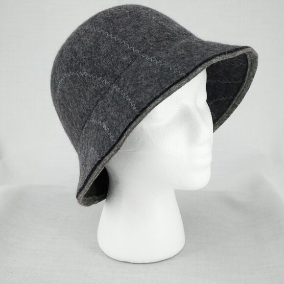 Talbots Accessories - Talbots Bucket Hat Womens Gray Striped 100% Wool Felt One Size Vintage